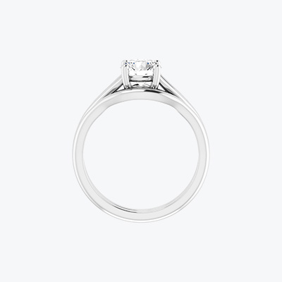 Engagement rings product category showing cross-section view of white gold solitaire engagement ring.